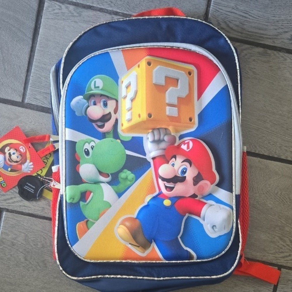 Super Mario Bros Backpack 17" NWT Luigi Yoshi‎ Mario Nintendo